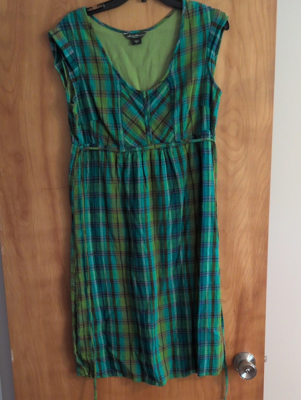 Eddie Bauer Green & Teal Plaid Cotton Dress